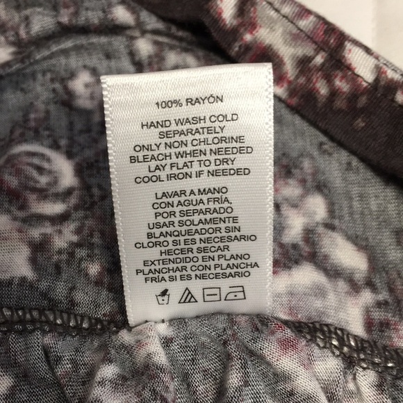 French Connection Gray Long Sleeves Front Drape Back Tie Floral Blouse Size S - Picture 12 of 15